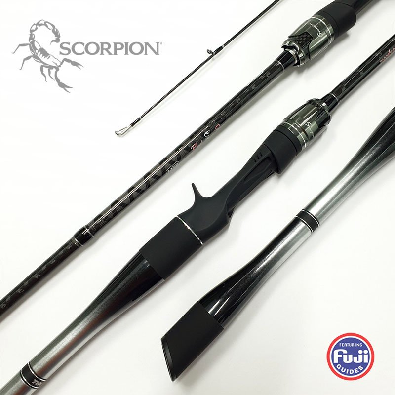 Cần câu lure máy đứng và ngang cao cấp Scorpion khoen FUJI mã CM16 trắng đen