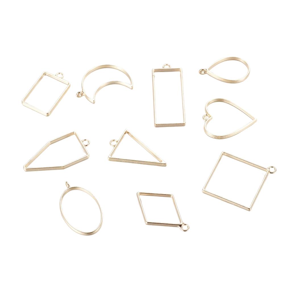 10x Geometric Hollow Charms Pendants Hanging Necklace DIY Jewelry Making