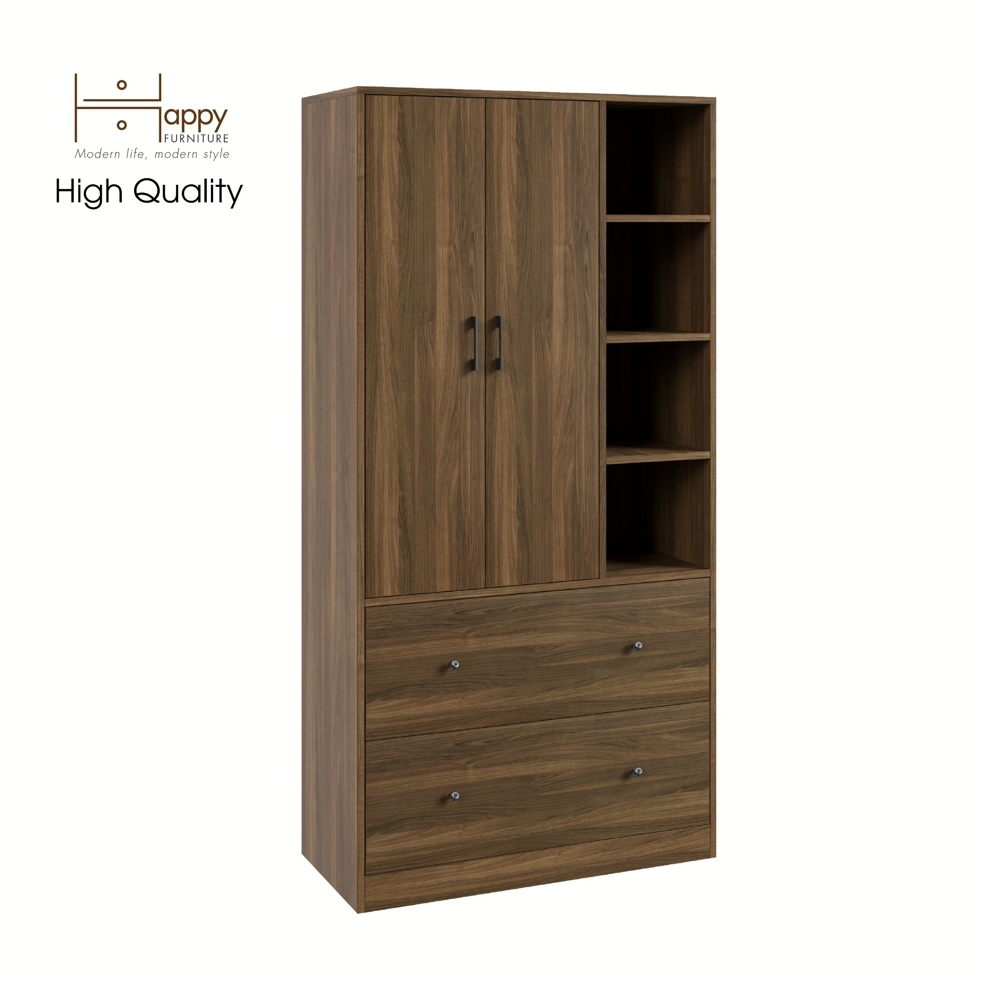 [Happy Home Furniture] SALY ,  Tủ quần áo đa năng - kết hợp kệ ,  90cm x 40cm x 180cm ( DxRxC), TCM_008