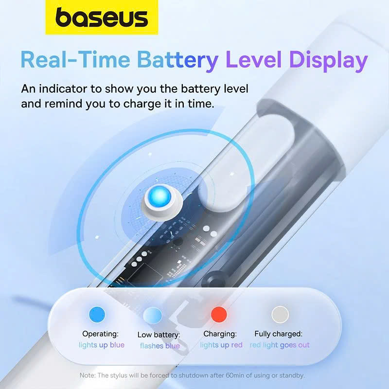 Bút Cảm Ứng Baseus Smooth Writing 2 Series Stylus Lite with LED Indicators, Moon White (Active version with type-C cable and active pen tip) [ HÀNG CHÍNH HÃNG ]