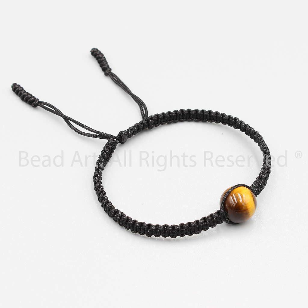 Vòng Tay Thắt Dây 10MM Đá Mắt Cọp Vàng Nâu Tự Nhiên, Mắt Hổ, Brown Tiger Eye, Mệnh Thổ, Kim, Vòng Tay Phong Thuỷ - Bead Art