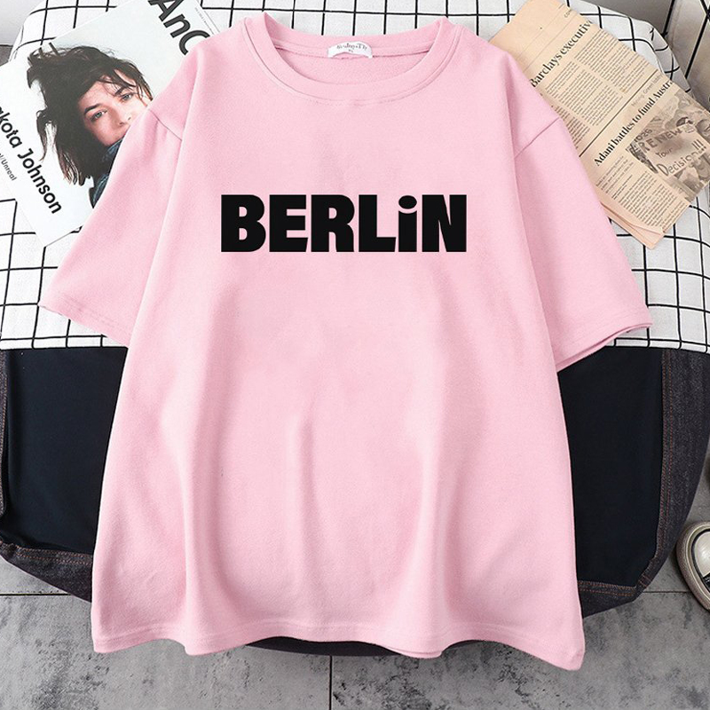 Áo Thun Đôi Tình Nhân Tay Lỡ Unisex In Chữ BERLIN