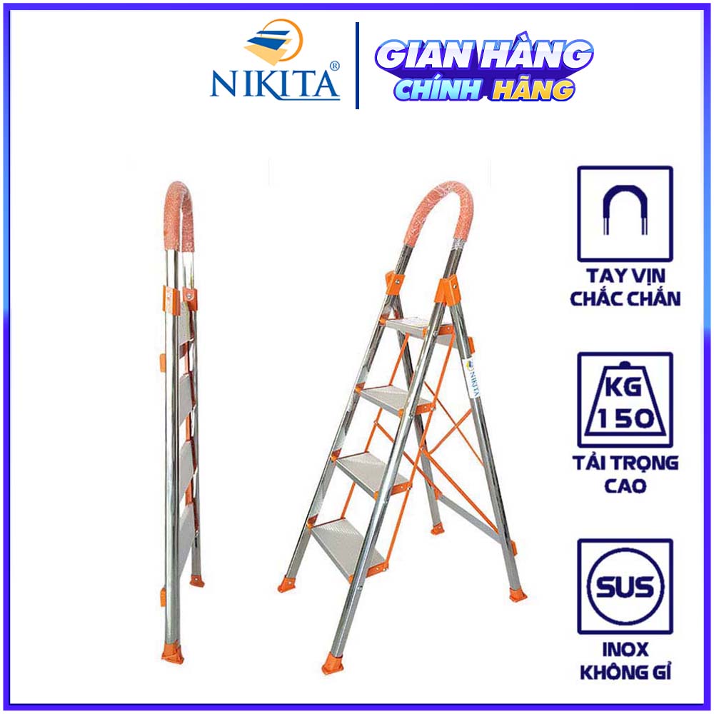 Hình ảnh Thang nhôm tay vịn khung INOX Nikita NKT-IN03