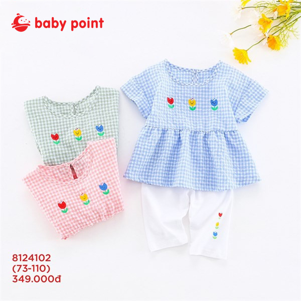 Set bộ họa tiết kẻ siêu xinh cho bé gái