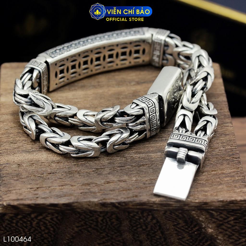 Lắc tay bạc nam Lục Tự chân ngôn Om Mani Padme Hum chất liệu bạc Thái 925 phụ kiện trang sức Viễn Chí Bảo L100464