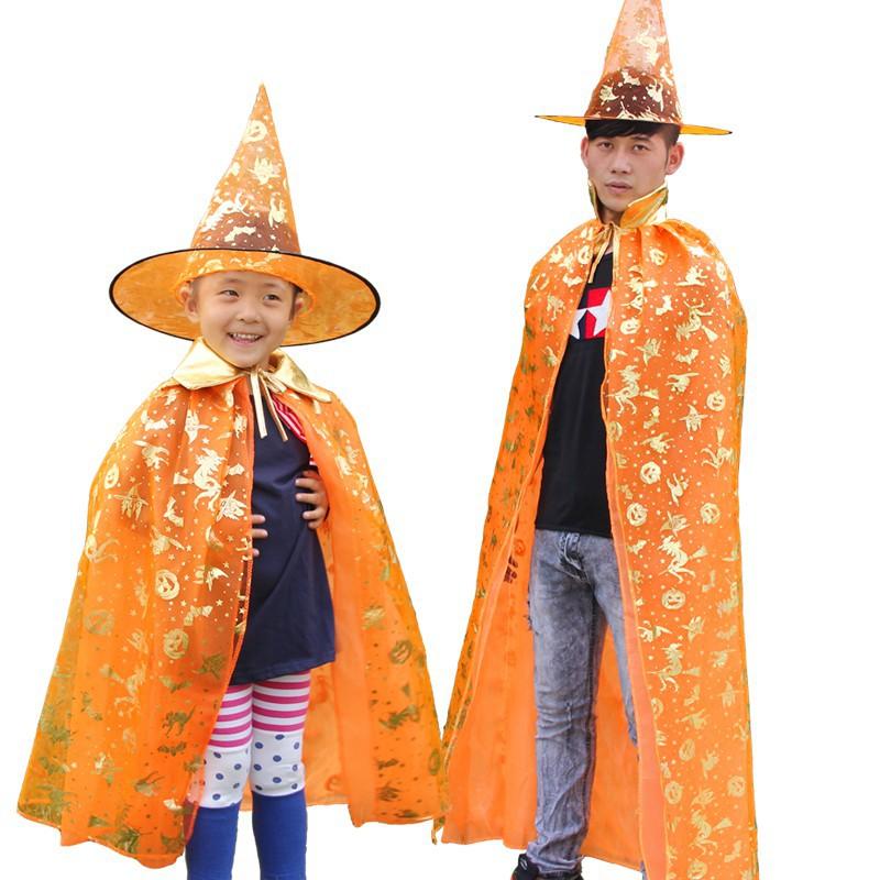 Bộ hóa trang phù thủy halloween kèm mũ- áo choàng Halloween người lớn 1,2m
