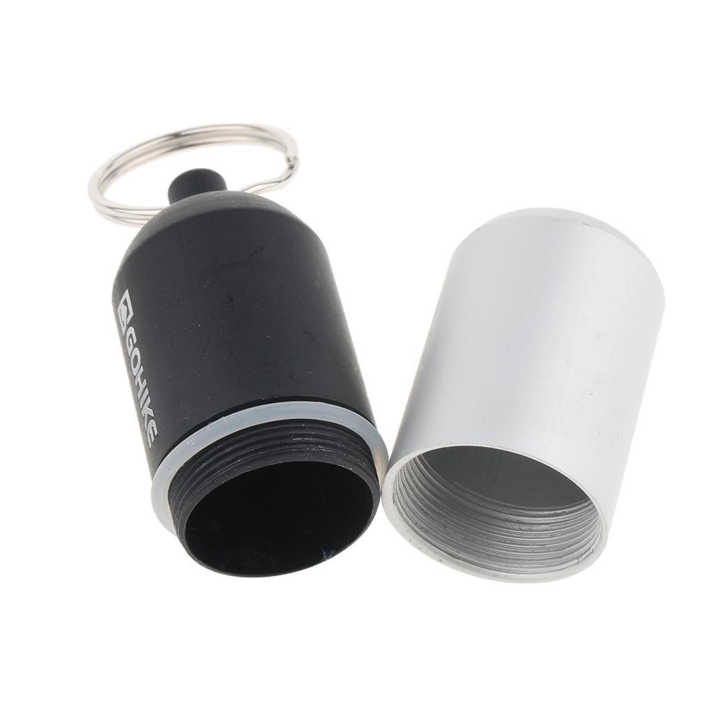 2pcs Waterproof Aluminum Pill Storage Box Keychain Tablet Holder Case