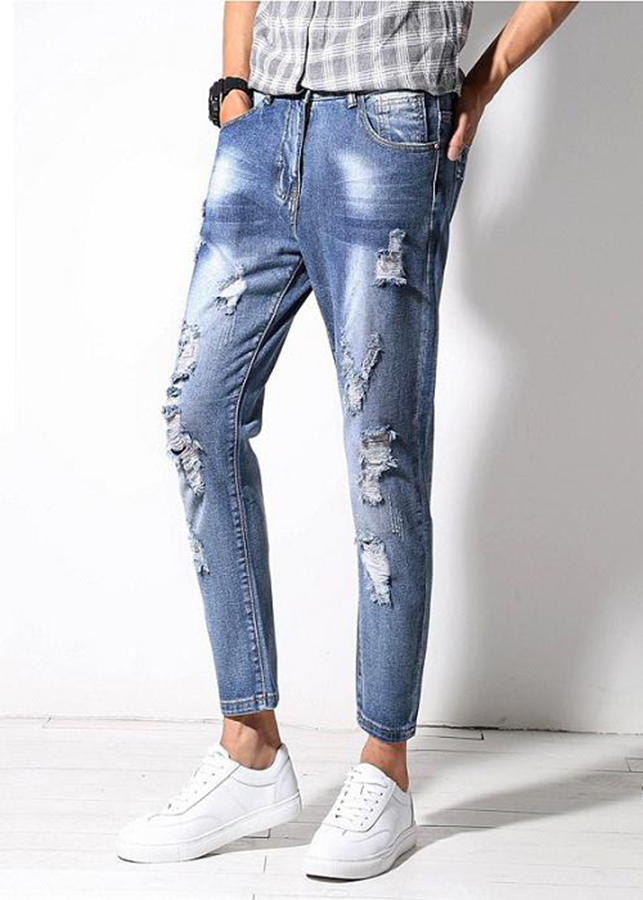 Quần jeans nam mài rách