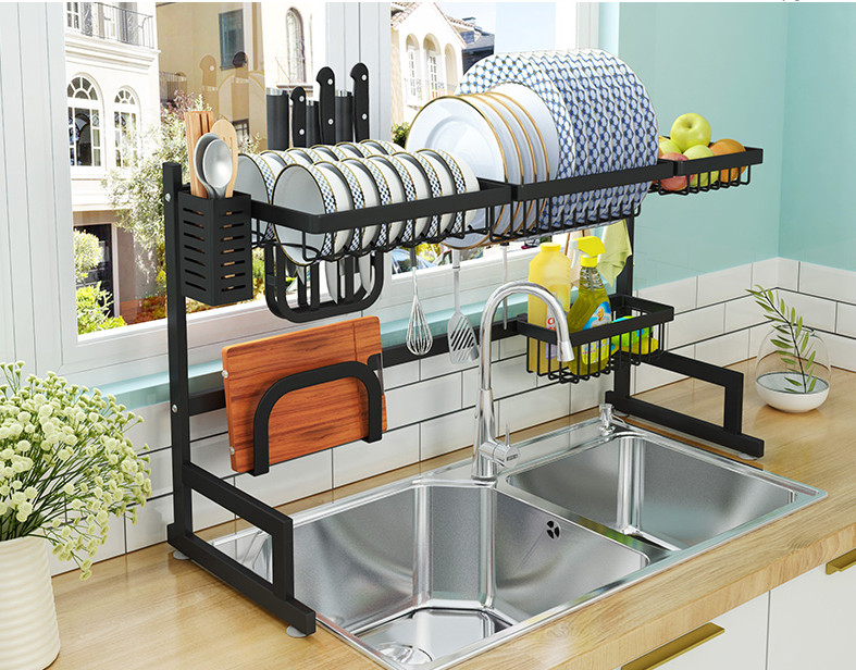 Kệ úp bát KN 11, kệ úp chén đa năng, kệ để trên bồn rửa, phiên bản dài 85cm Chất liệu sắt