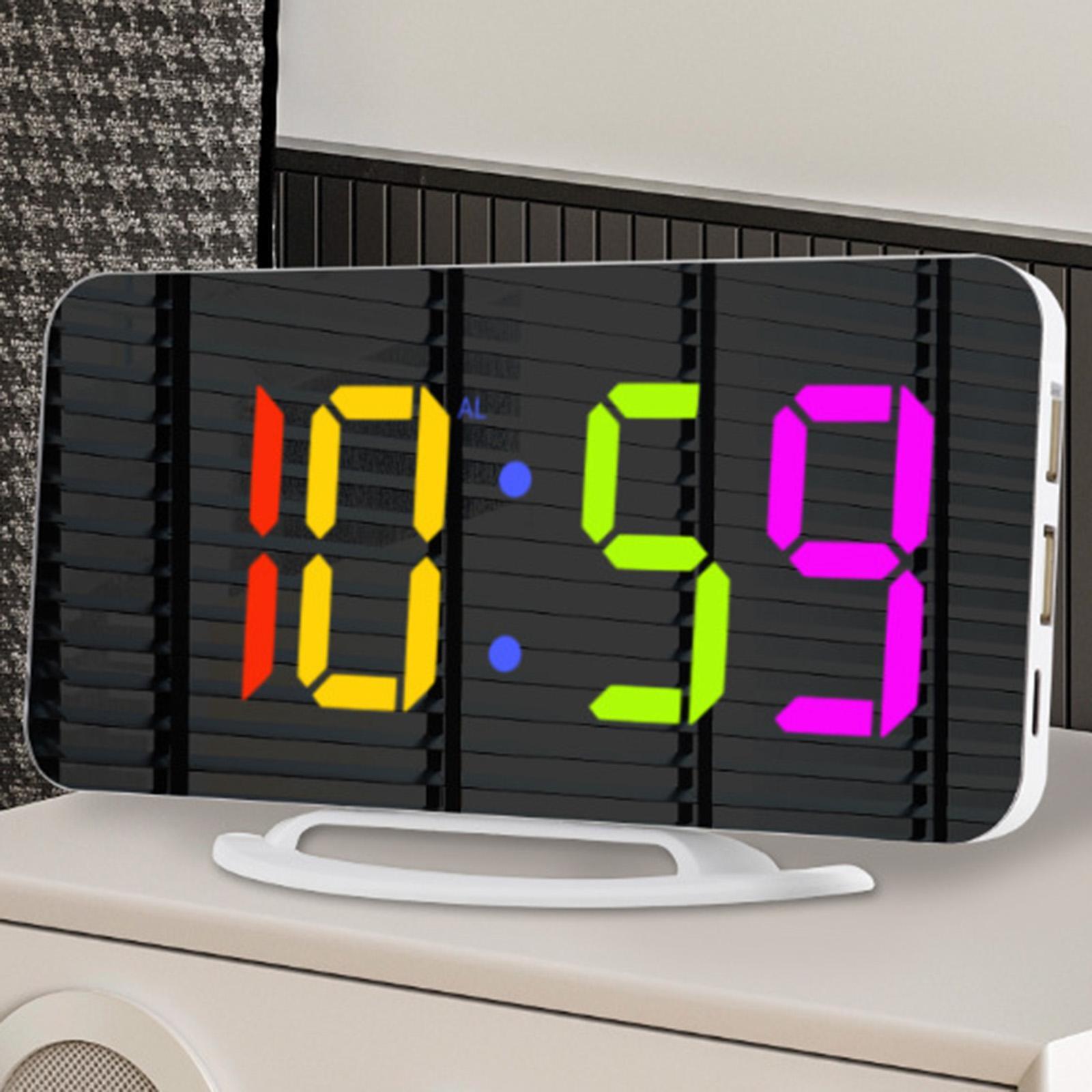 LED Alarm Clock Digital Clock Colorful Snooze Modern LED Clocks 12H 24H Display Electronic Desktop Clock for Hall Bedroom Wall Decor Teens