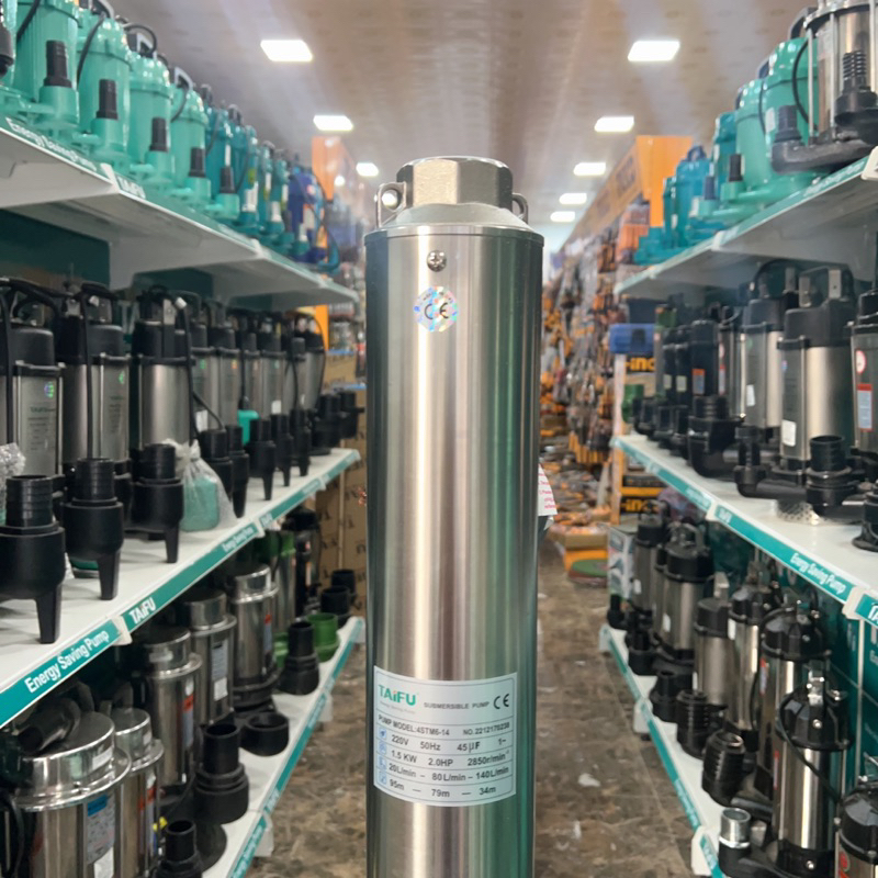 Bơm hỏa tiễn 1.5Kw thân inox 304 có hộp tụ đi kèm TAIFU - Bảo hành 1 năm