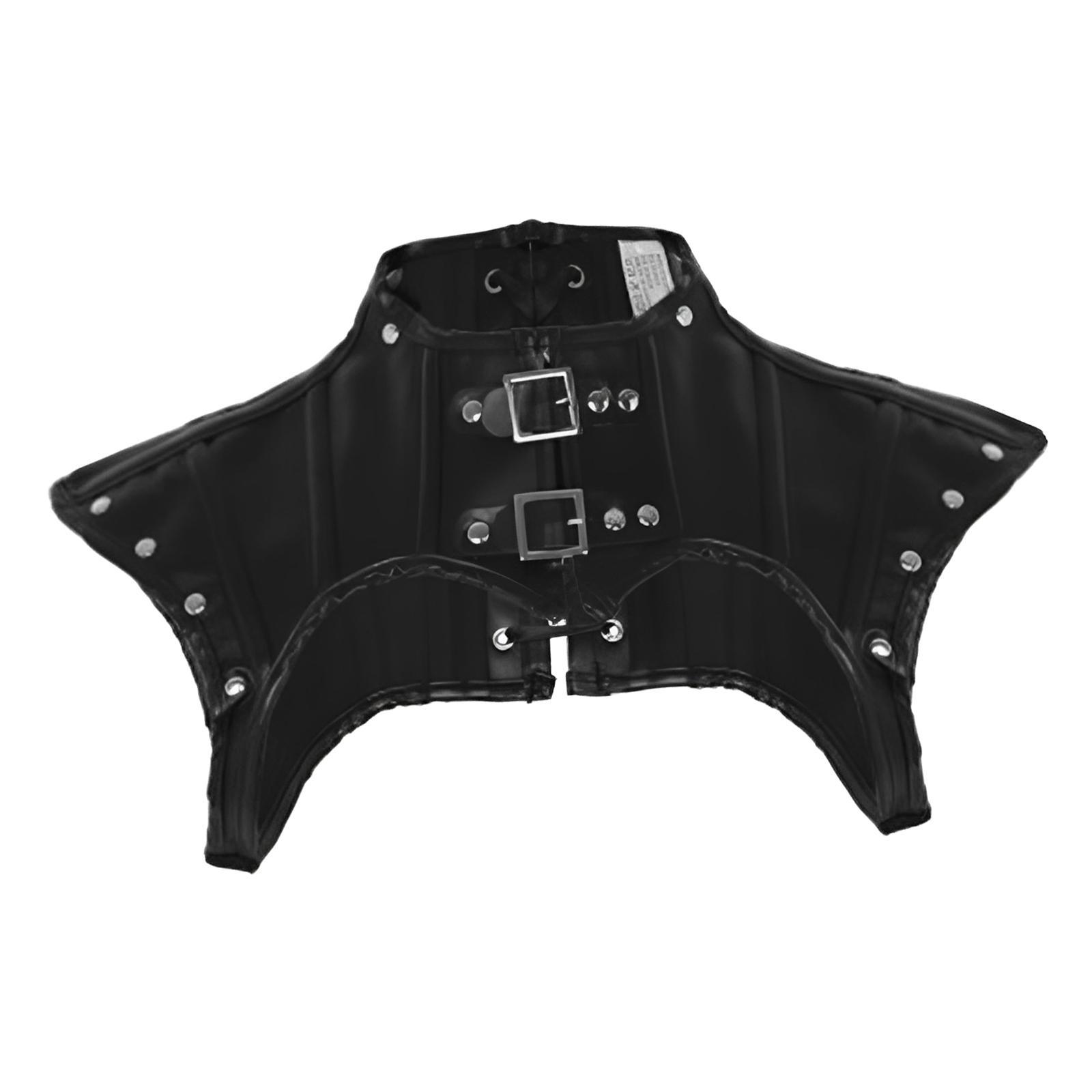 Retro Women's Steampunk Black PU Leather Costume Corset Top Jacket