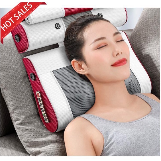 Gối massage cổ vai gáy thắt lưng kết hợp xoa bóp, chườm nóng giúp giảm đau hiệu quả