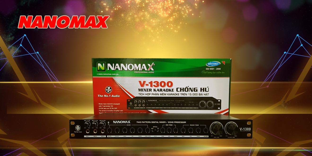 Vang cơ chống hú NANOMAX V-1300 có Bluetooth - Tích hợp 15.000 bài hát karaoke - Hàng chính hãng