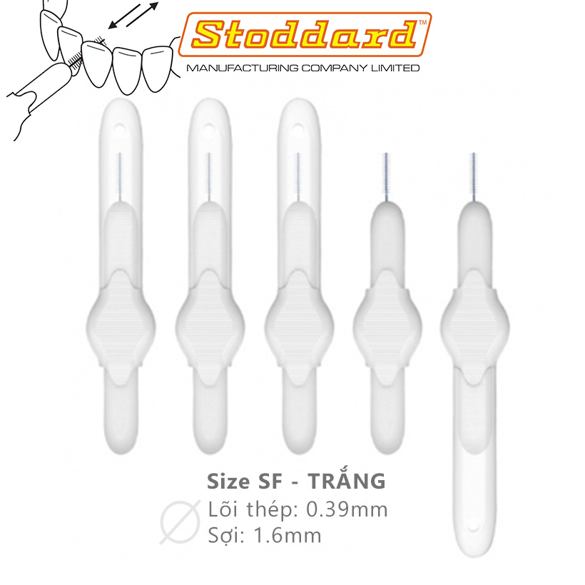 Bộ 6 cây bàn chải kẽ răng Stoddard từ 0.6 đến 1.2mm - UK