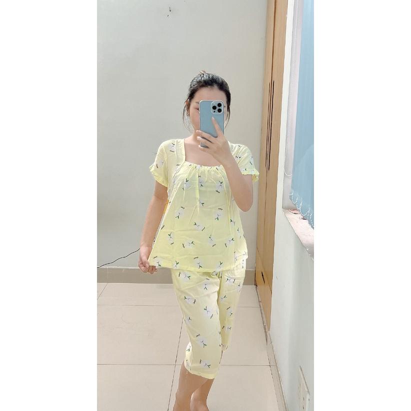 Đồ Bộ Tole Chất Lanh Cổ Vuông Nhúng/Quần Lửng Dễ Thương Xinh Xắn