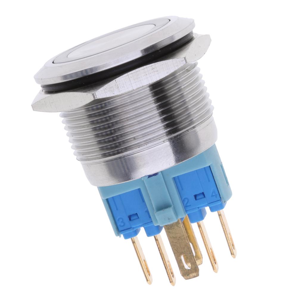 22mm 1NO1NC Stainless Steel 12V LED Momentary Push Button Switch Blue