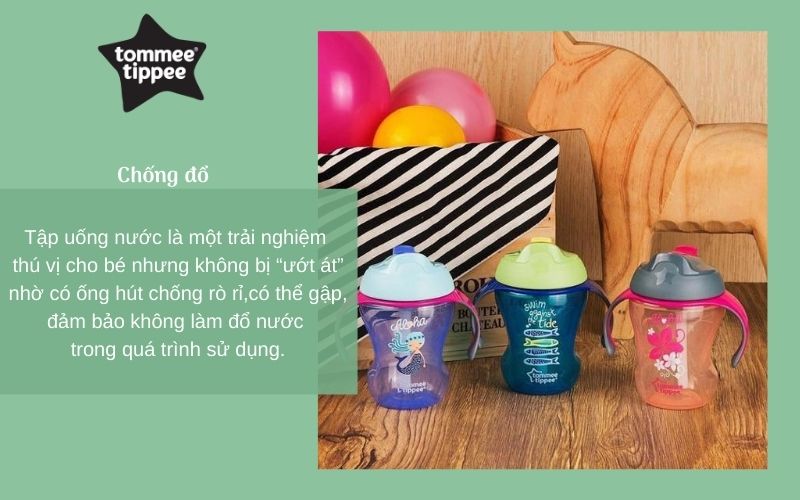 Bình tập uống có ống hút cho bé Tommee Tippee Training Straw 230ml từ 9 tháng - Xanh Lá