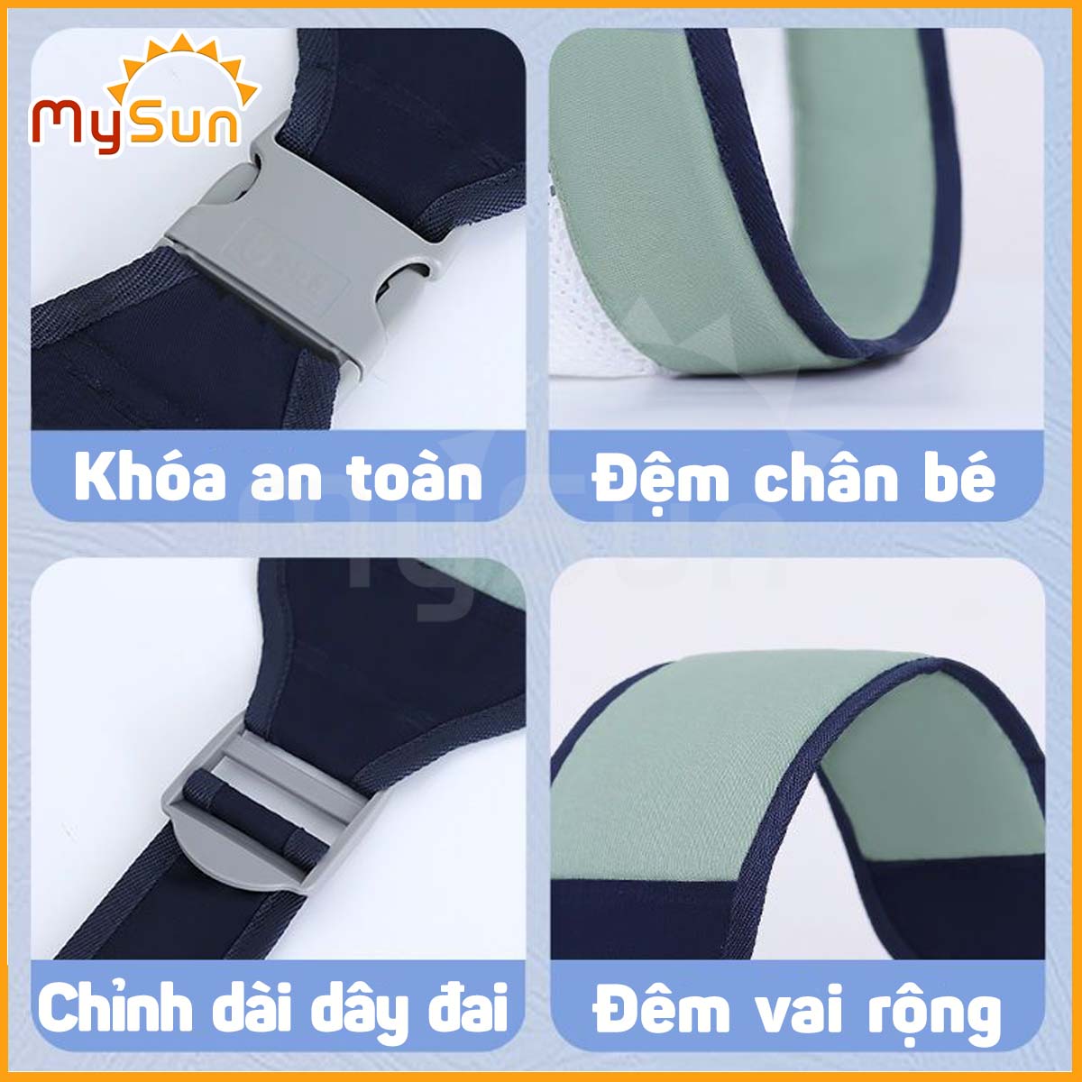 Đai địu bằng vải lưới giá rẻ cho em bé điệu trẻ sơ sinh bế nằm ngang MySun