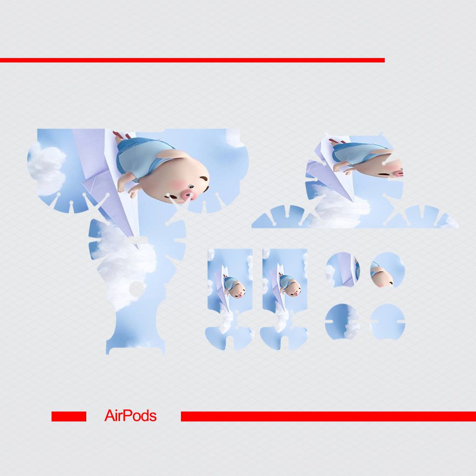 Miếng dán skin chống bẩn cho tai nghe AirPods in hình Heo con dễ thương - HEO2k19 - 003 (bản không dây 1 và 2)
