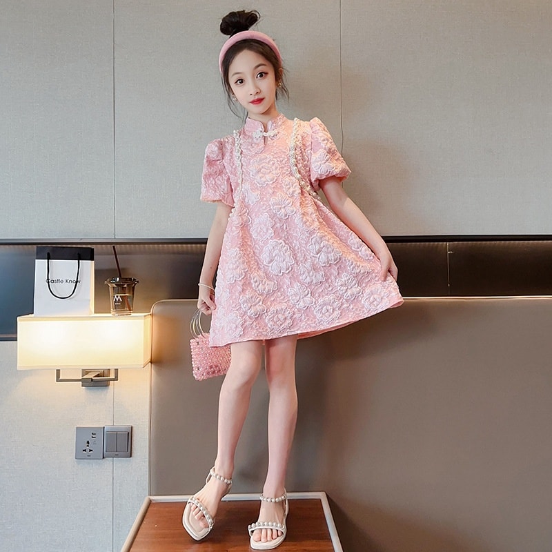 Đầm công chúa sườn xám cổ trang cho bé gái diện lê tết năm mới đẹp size 100-170 hàng Quảng Châu