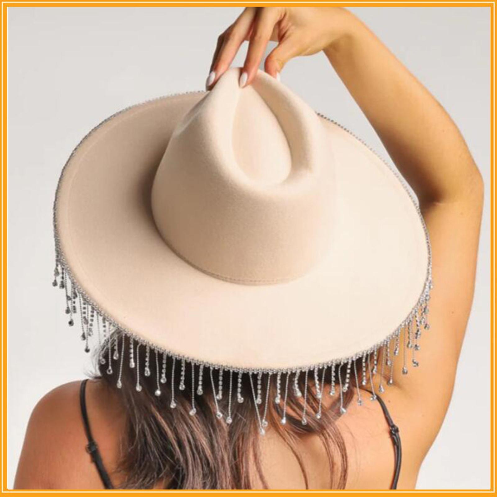 Felt Cowboy Hat Women Men Sun Hat for Holiday Costume Clothes Accessories beige