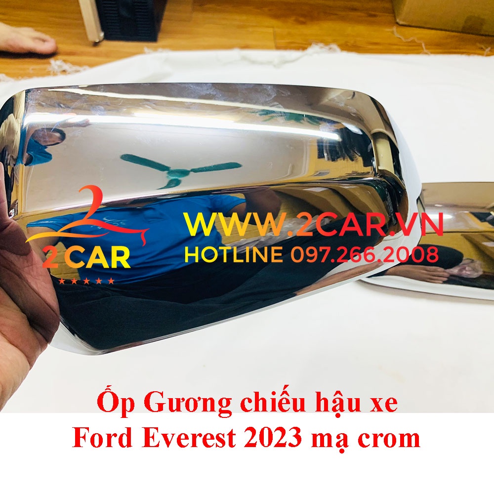 Ốp trang trí bảo vệ gương chiếu hậu xe Ford Everest 2023 mạ Crom cao cấp