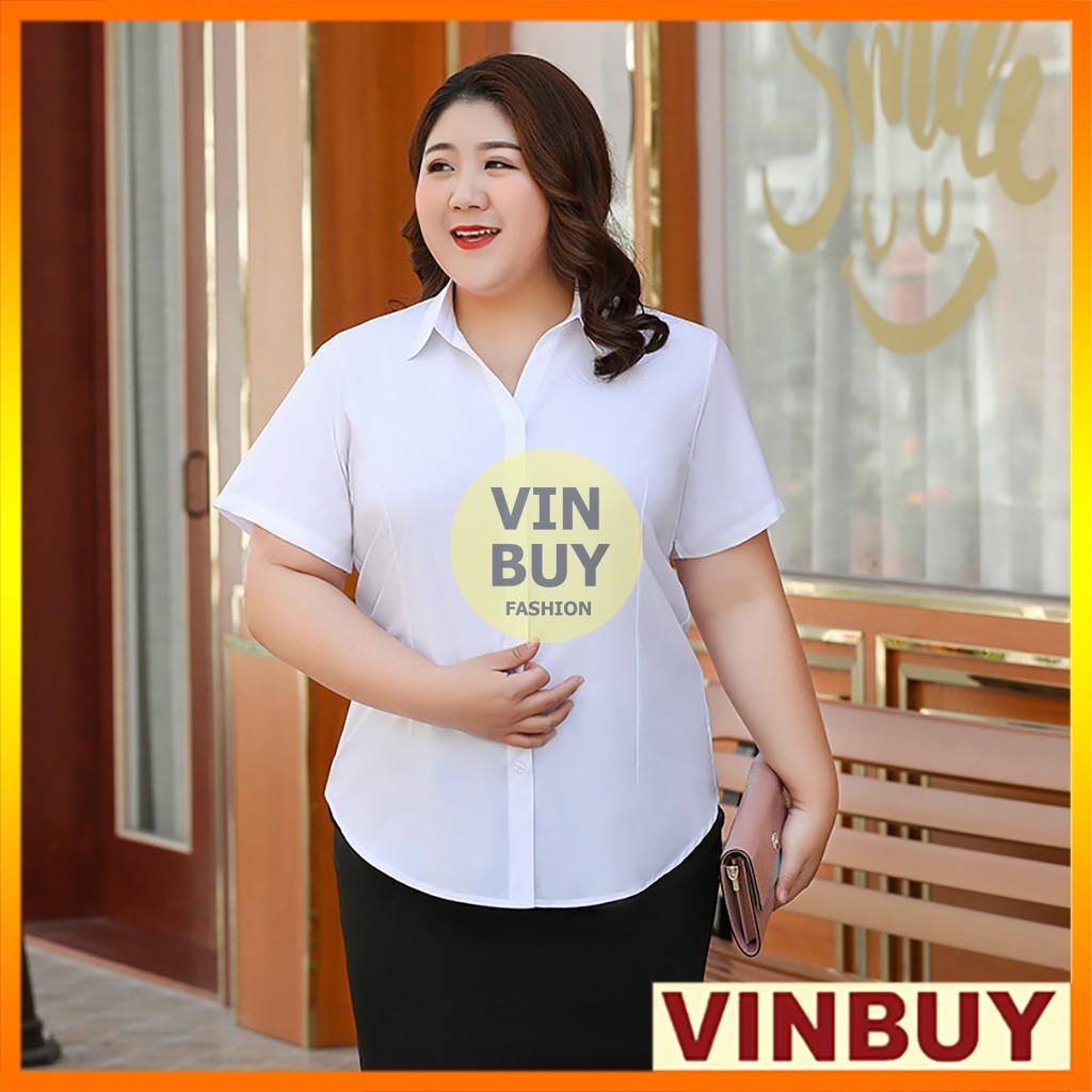 áo sơ mi trắng nữ bigsize VINBUY form áo lên đến 90kg - 100kg