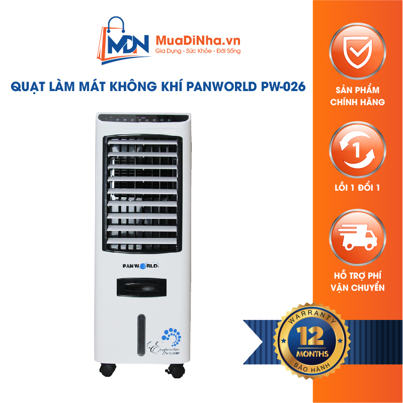 Máy quạt làm mát không khí bằng hơi nước PW-026 Thái Lan 170W bình nước 17 lít - Hàng chính hãng