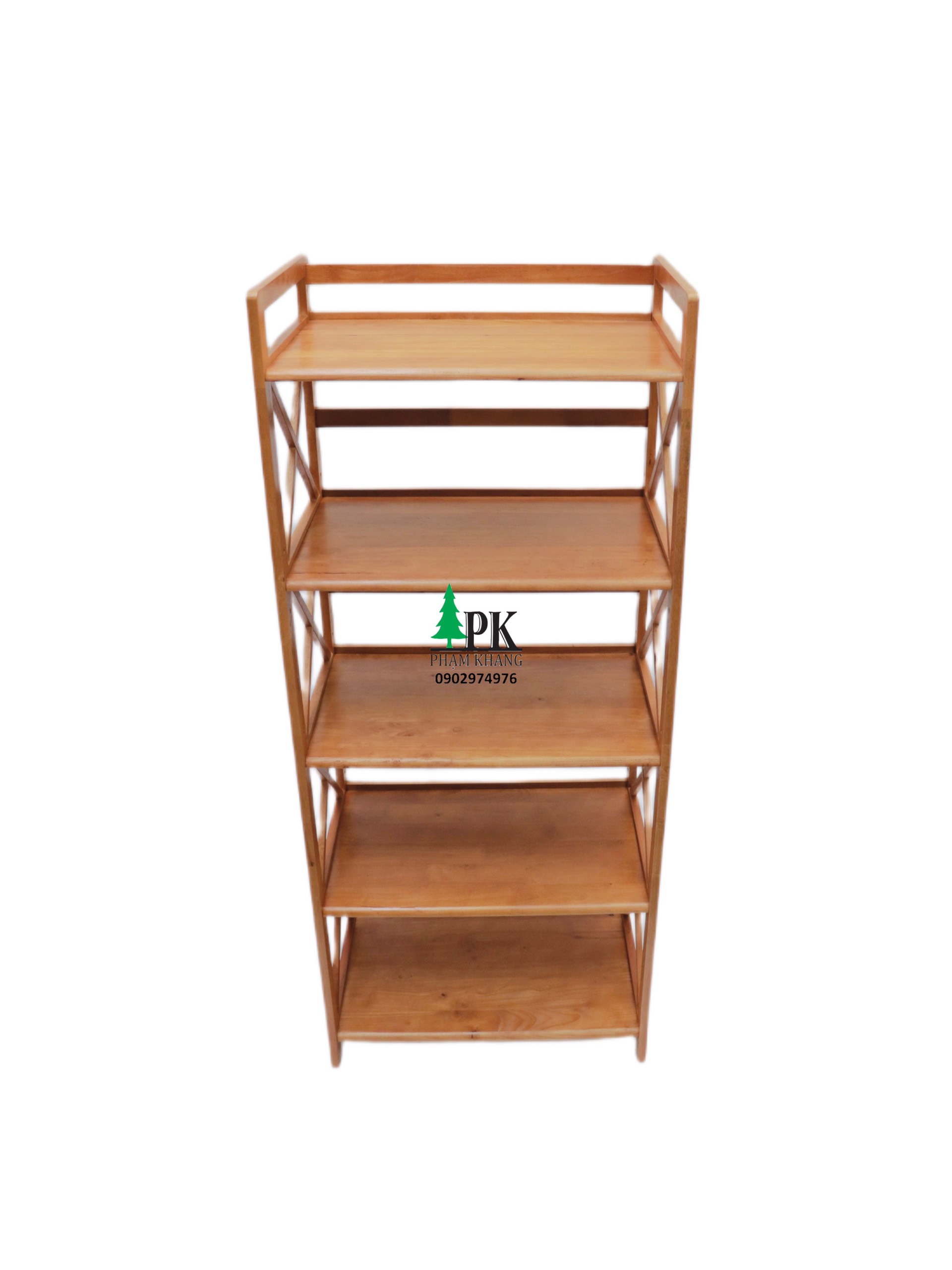 Kệ gỗ lò vi sóng 3 tầng/ 4 tầng/ 5 tầng Phạm Khang - Gỗ cao su màu Gỗ Tự Nhiên/ Vàng Cherry - Kích thước rộng 62 cm