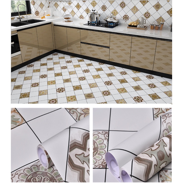 Decal Giấy Dán Nền Sàn Nhà Trang Trí Nhà Cửa Ô GẠCH HS2005 Có Keo Sẵn Khổ 60cm, GIÁ BÁN 1 MÉT DÀI