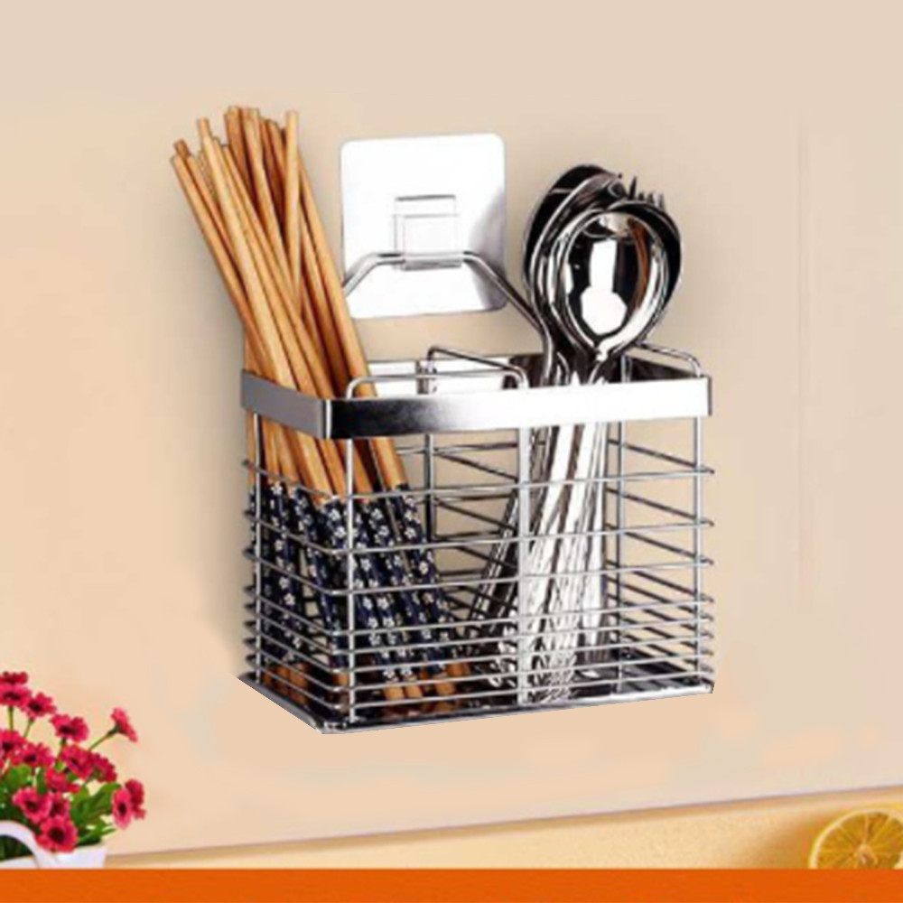 Giá để đồ nhà bếp, đũa thìa bằng inox tiện lợi dán tường siêu chắc chắn