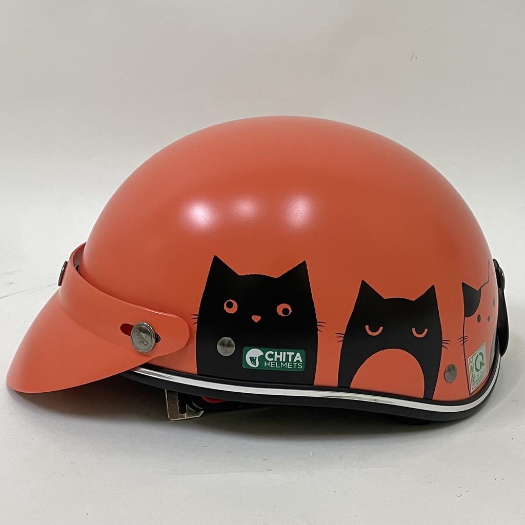 Mũ Bảo Hiểm 1/2 Đầu CHITA HELMETS CT6B1 tem Nhiều Mèo