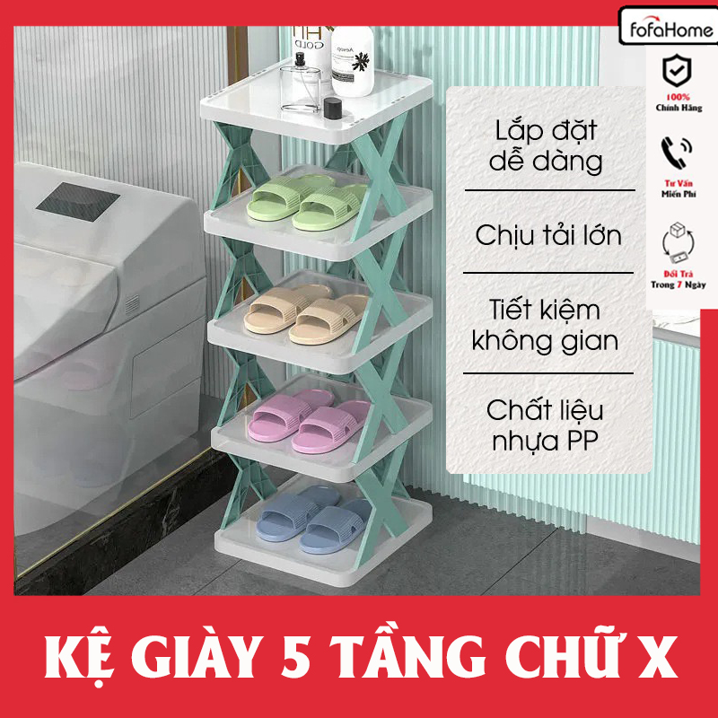 Kệ Để Giày Dép 5 Tầng Chữ X - Kệ Đựng Giày Dép Đa Năng Bằng Nhựa Lắp Ghép Đa Năng Và Tiện Lợi - Giao màu ngẫu nhiên