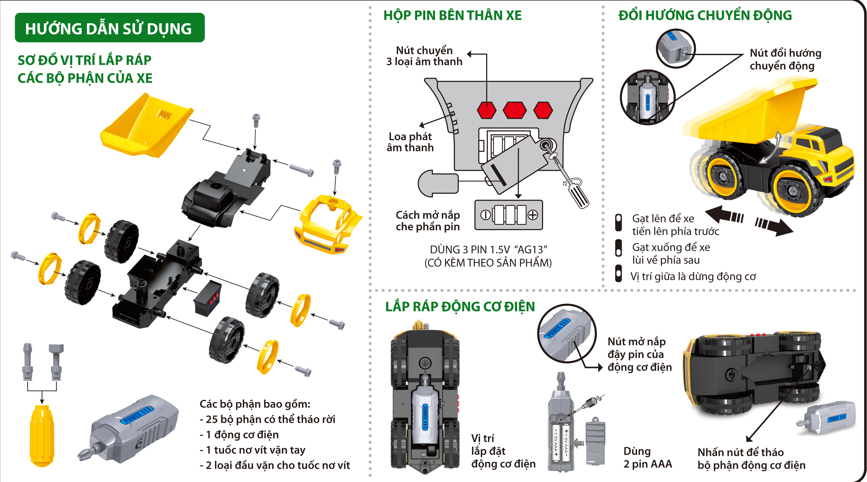 Xe Ben Chuyên Dụng - No. 839618 - Xe Công Trình tự tháo lắp - Tặng Bút sáp dầu 12 màu