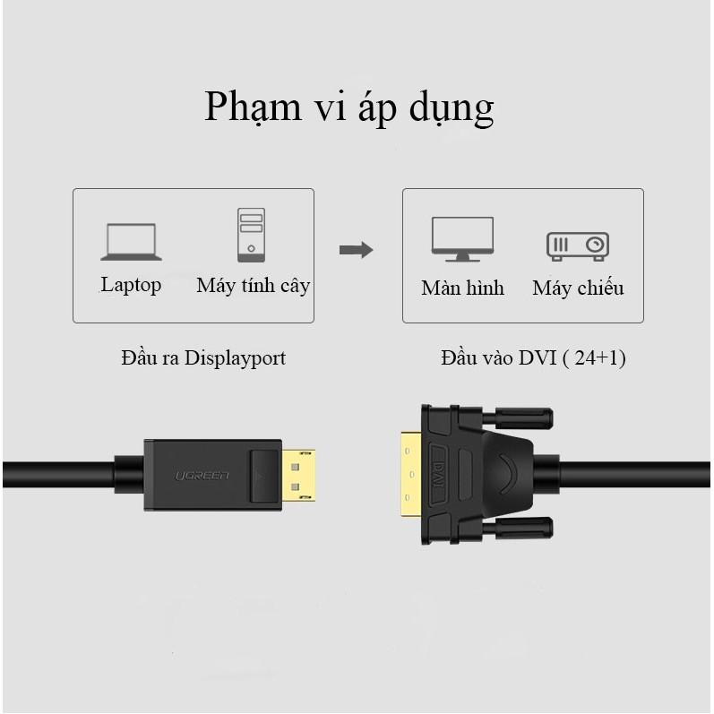 Cáp chuyển đổi Displayport sang DVI 24+1 dài 1.5M Ugreen 10243 (cao cấp)