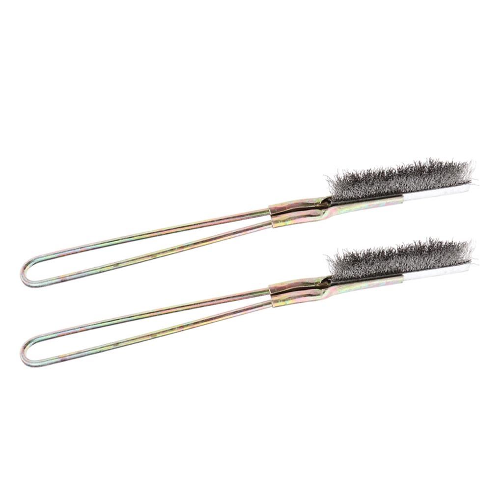 2pcs Stainless Steel Handle Wire Brush for Rust Paint Straight Head