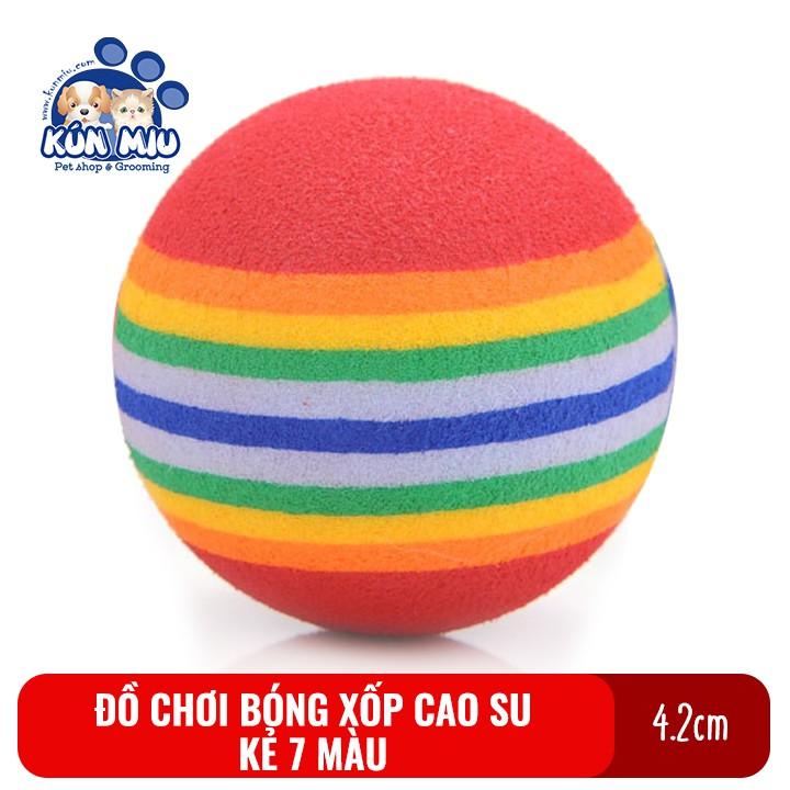 Đồ chơi cho chó mèo bóng kẻ 7 màu Kún Miu, đường kính 4.2cm chất liệu mút xốp EVA