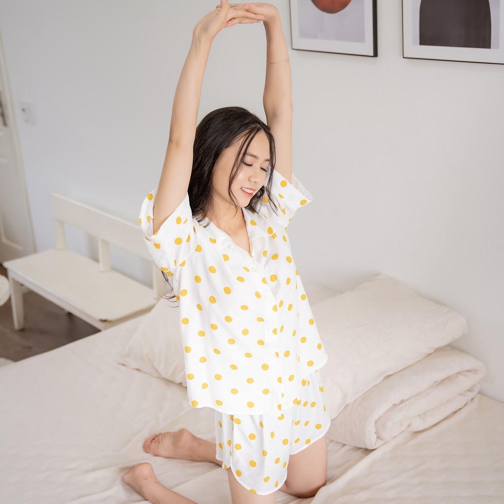 Bộ đồ ngủ nữ chấm bi Pijama mặc nhà thiết kế TK FASHION BD04