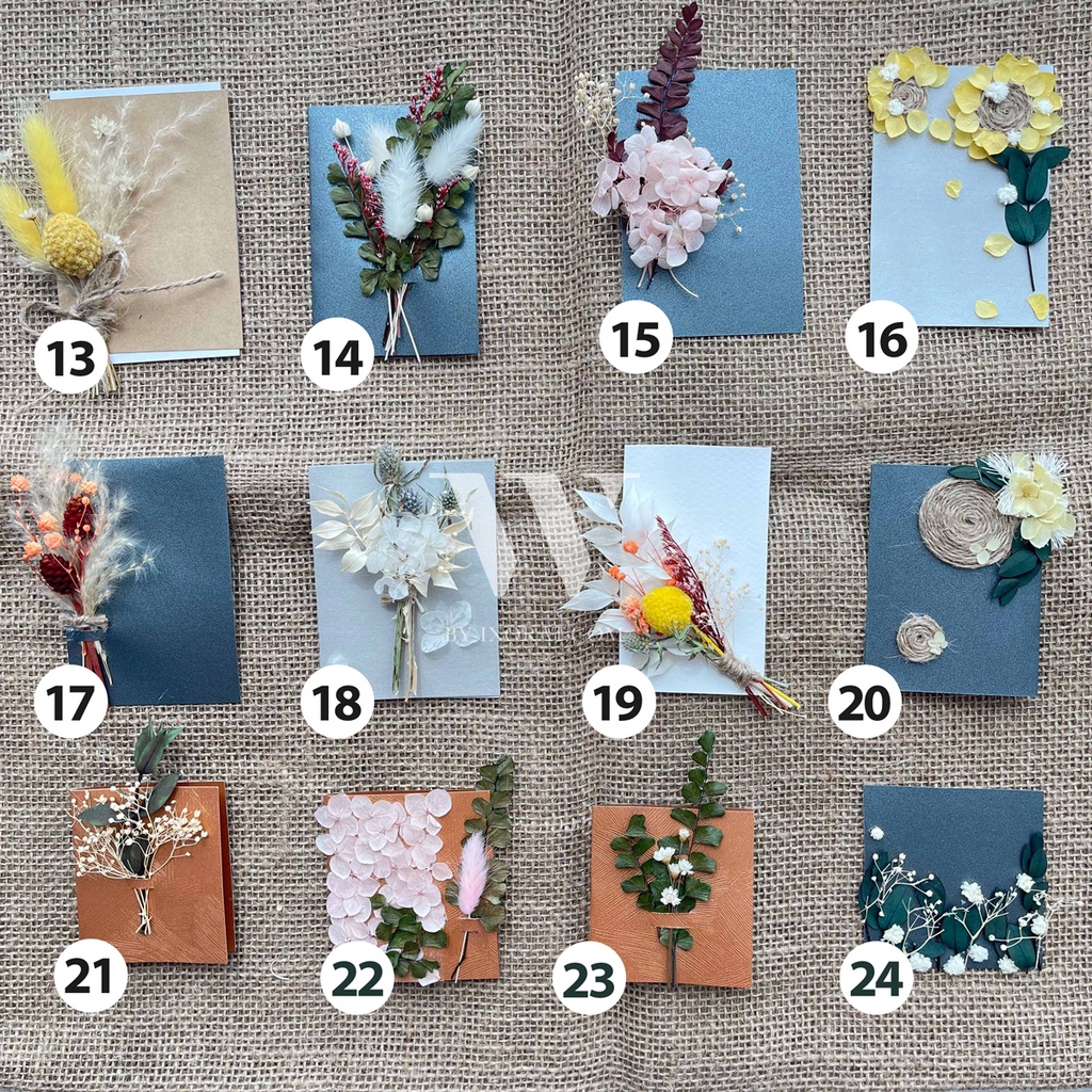 Thiệp hoa khô cao cấp handmade W by IXORAT quà tặng sinh nhật giáng sinh các ngày lễ decor chụp ảnh