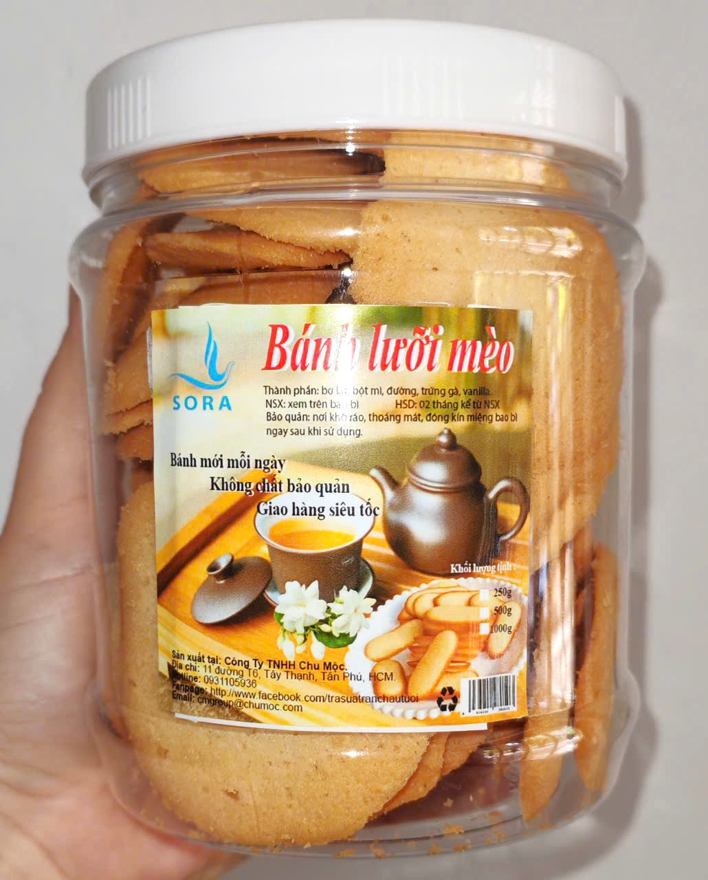 Bánh lưỡi mèo kiểu Nhật Sora thơm ngon, giòn, xốp