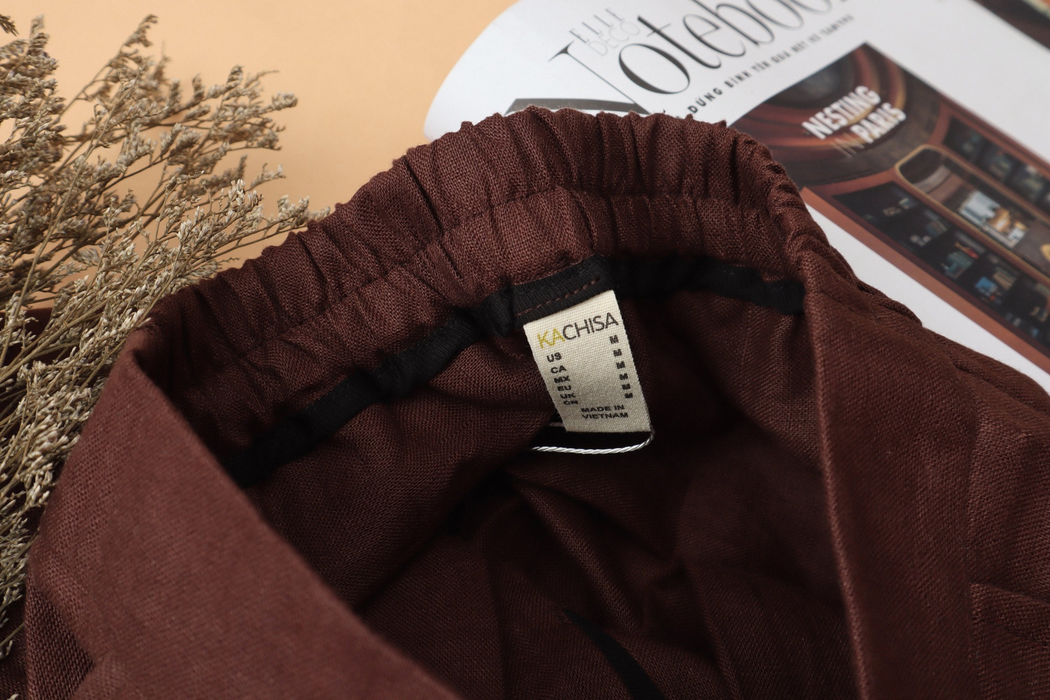 Quần côn Linen tưng KACHISA màu nâu đậm