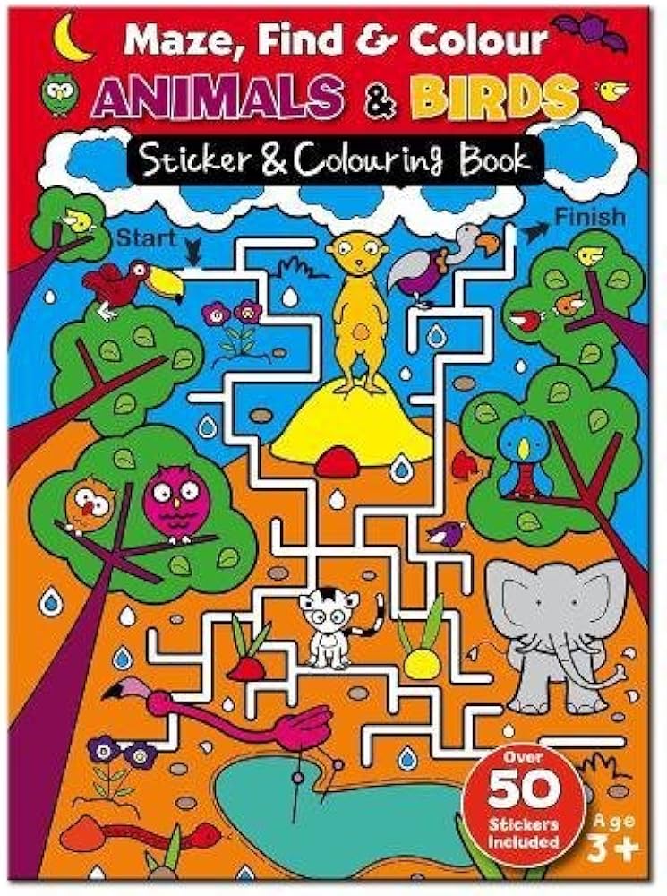 Maze Find And Colour Book - Animals &amp; Birds