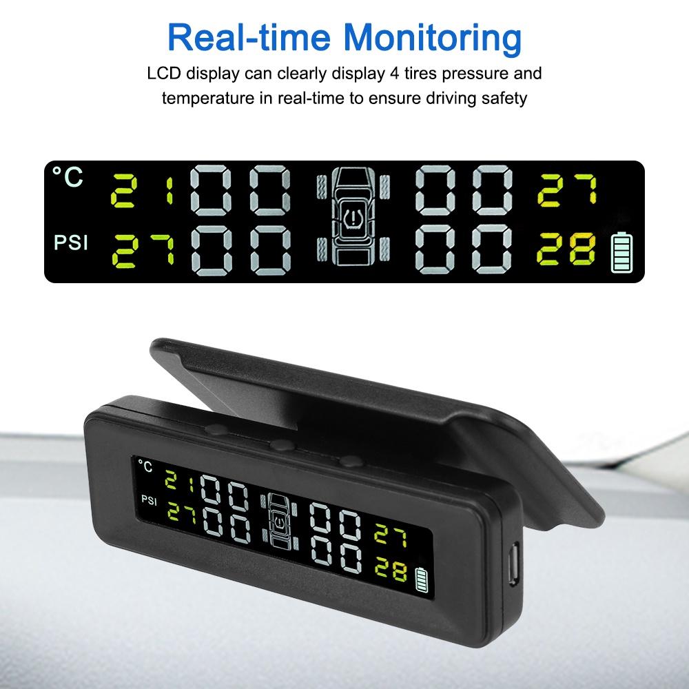 Hệ thống giám sát áp suất lốp xe hơi thông minh với màn hình LCD 4 cảm biến ngoài