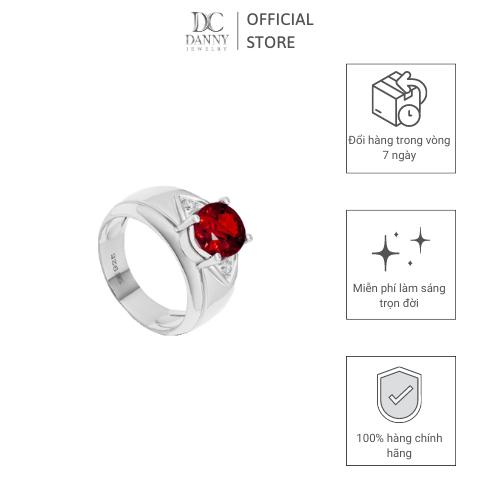 Nhẫn Nam Danny Jewelry Bạc 925 Đá Chủ Garnet Xi Rhodium SP7225100022