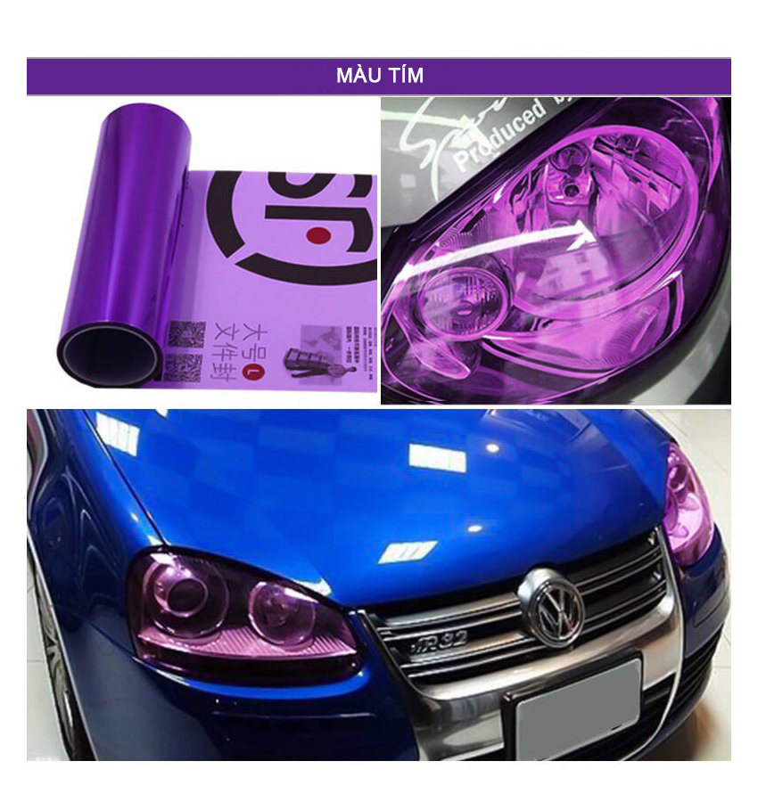 Decal Film dẻo dán đèn xe màu tím