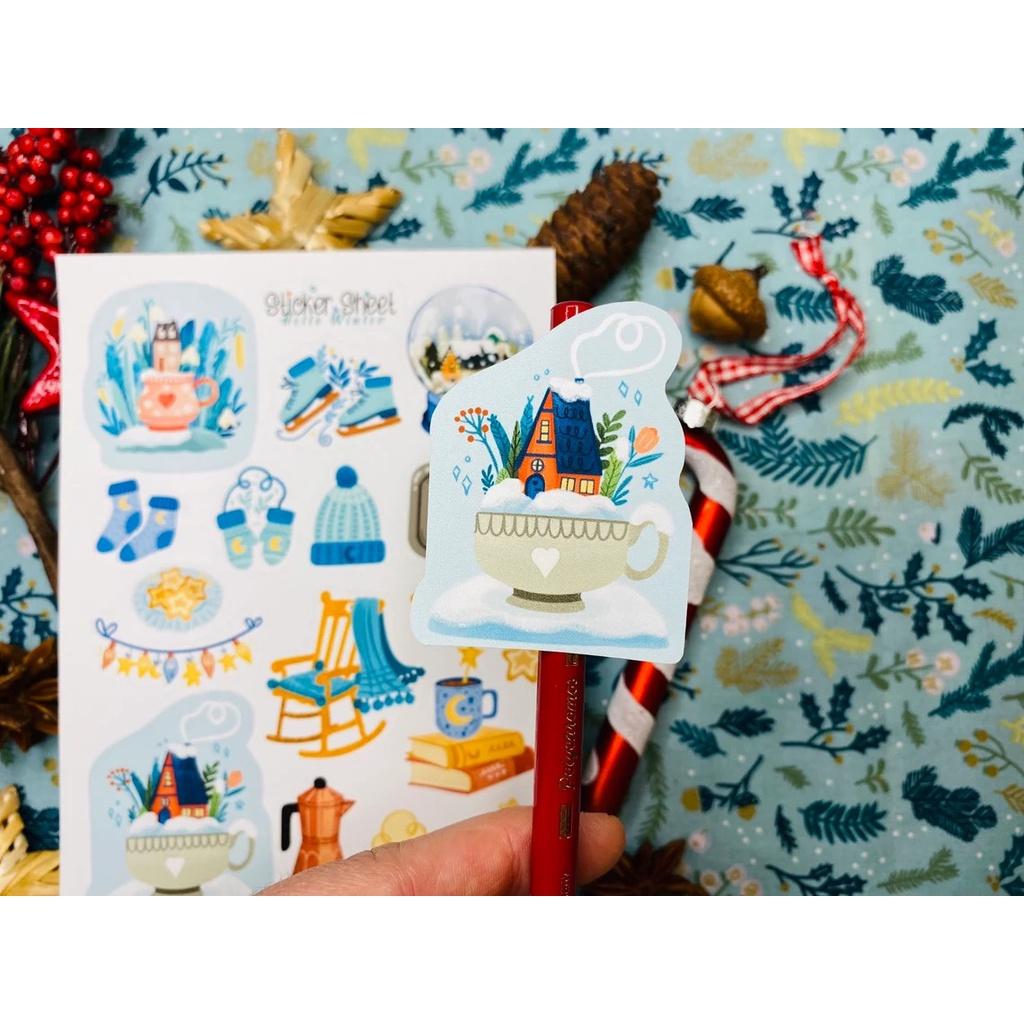 Sticker sheet hello winter - chuyên dán, trang trí sổ nhật kí, sổ tay | Bullet journal sticker