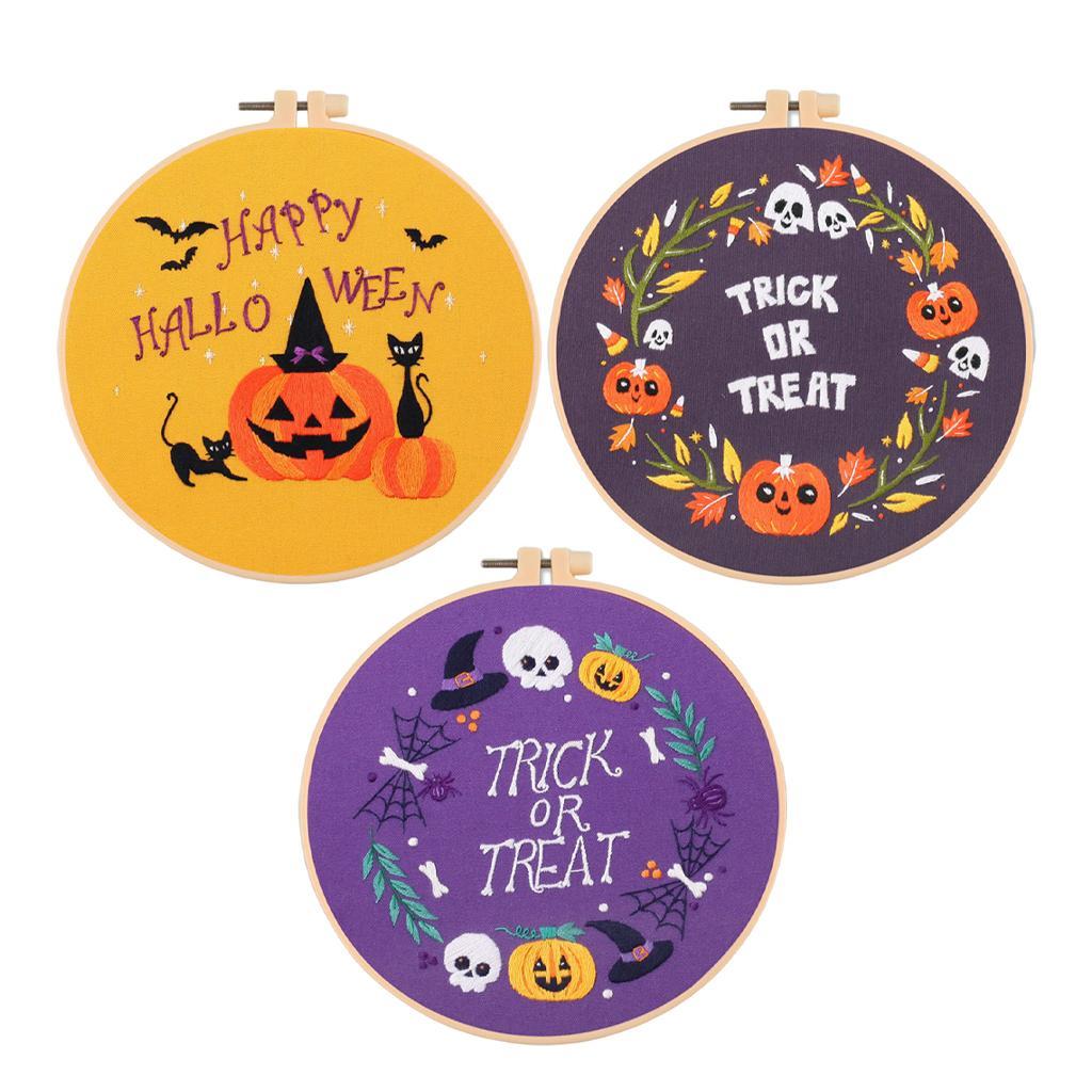 Embroidery Starter Kit with Pattern Beginners Cross Stitch with Hoops Set 1
