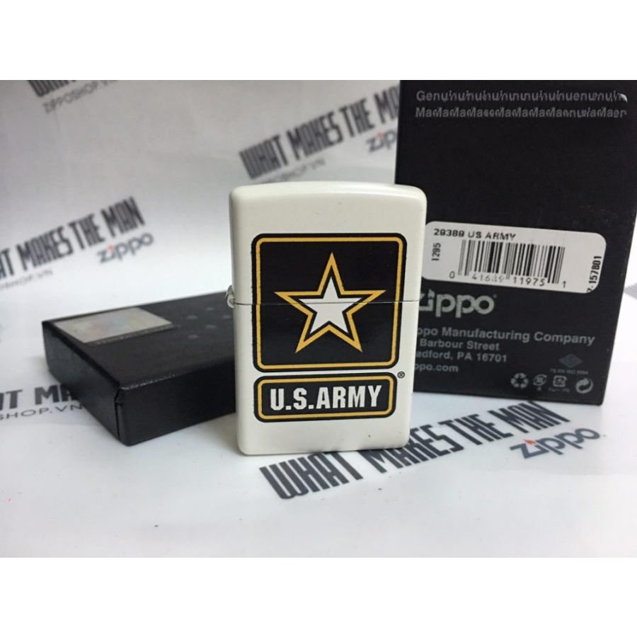 Bật Lửa Zippo Us Army Star White Matte Chính Hãng Usa