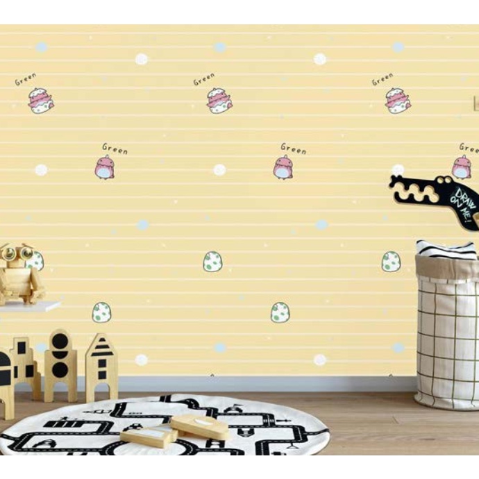 Combo 10 mét giấy dán tường, decal dán tường trang trí nhà cửa KHỦNG LONG GREEN VÀNG khổ 45cm